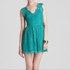 Madison Marcus Teal Lace Sleeveless A-Line Cocktail Dress SIZE XS